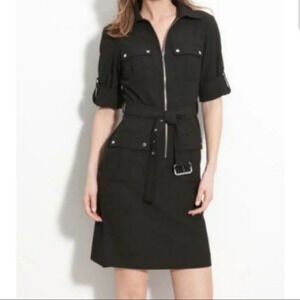 MICHAEL Michael Kors Black Rolled Cuff Shirt Dress Size Women's Medium 8